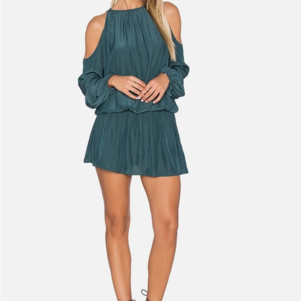Ramy Brook Teal Cold Shoulder Mini Dress, Size M